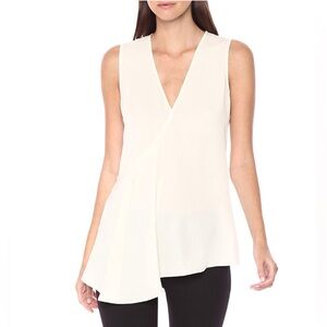 Theory Fluid Faux Wrap Ivory Silk Top Size Small